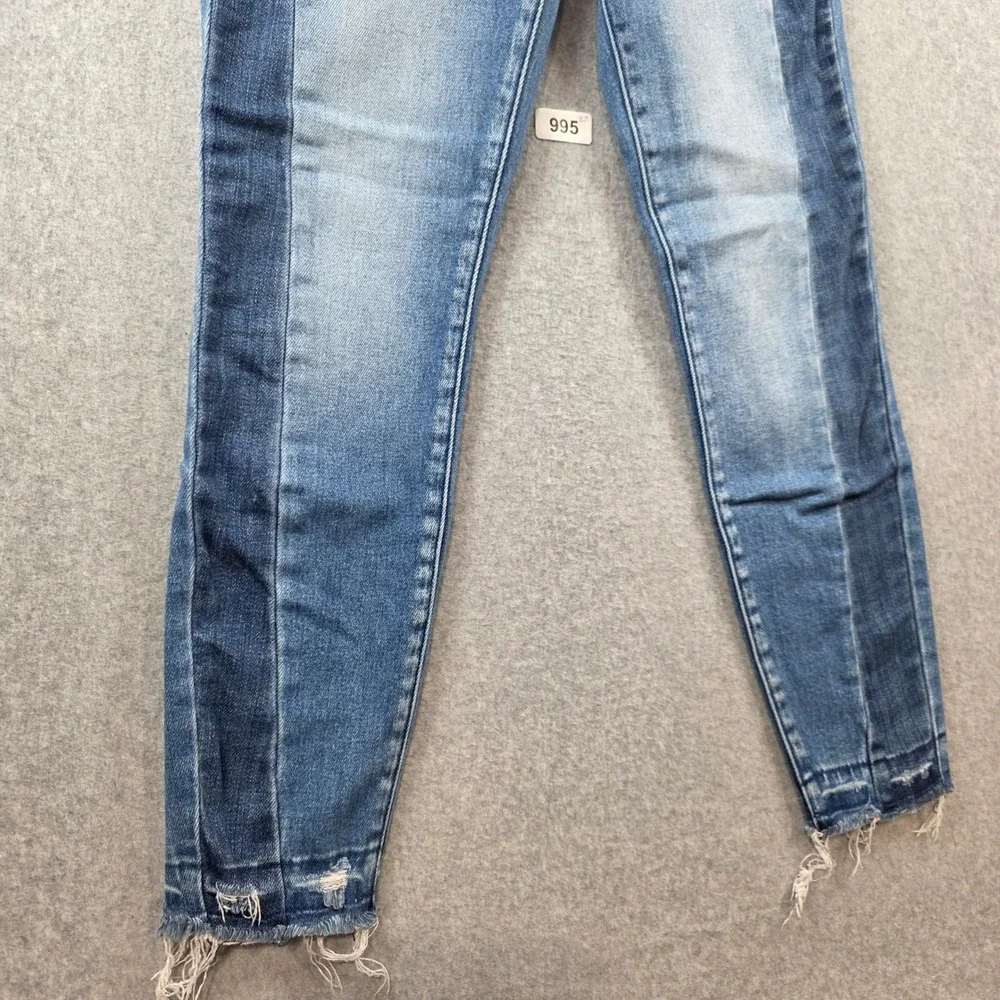 KanCan Two Tone High Rise Skinny Jeans Blue Raw Hem KC9190M Size 5 26‎